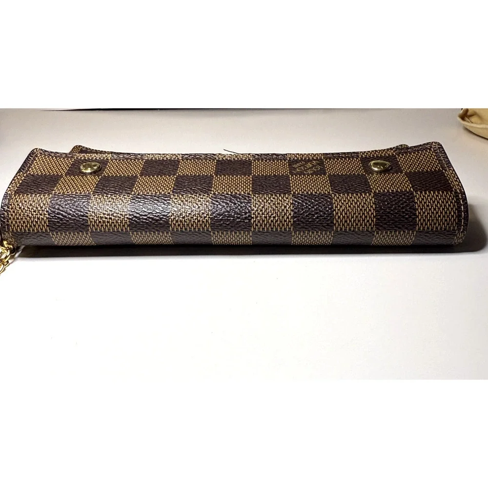 Louis Vuitton Ebene Damier Portefeuille Acordion Wallet Wristlet Authentic Bag